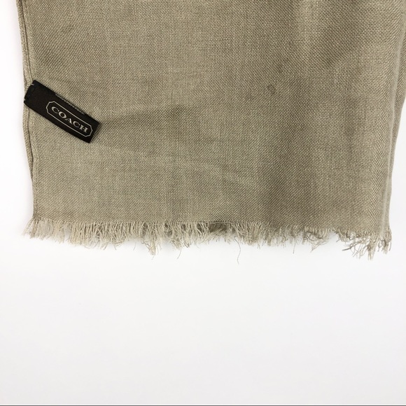 Coach Silk & Wool Signature Pattern C Tan & Cream Fringe Trim - Picture 12 of 13